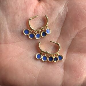 Gorjana Gold Hoops with Blue Charms